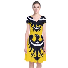 Dolnoslaskie Flag Short Sleeve Front Wrap Dress by tony4urban