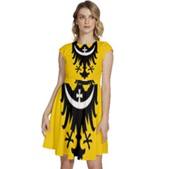 Dolnoslaskie Flag Cap Sleeve High Waist Dress