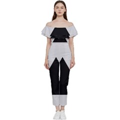 Magnitogorsk City Flag Off Shoulder Ruffle Top Jumpsuit