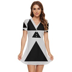 Magnitogorsk City Flag V-neck High Waist Chiffon Mini Dress