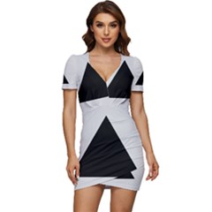 Magnitogorsk City Flag Low Cut Cap Sleeve Mini Dress