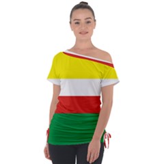 Lubuskie Flag Off Shoulder Tie-Up Tee