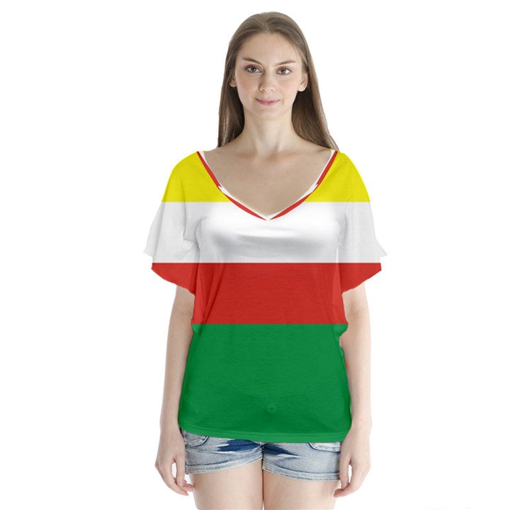 Lubuskie Flag V-Neck Flutter Sleeve Top