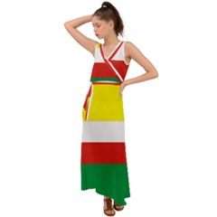 Lubuskie Flag V-Neck Chiffon Maxi Dress