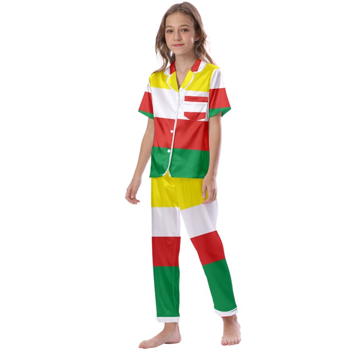 Lubuskie Flag Kids  Satin Short Sleeve Pajamas Set