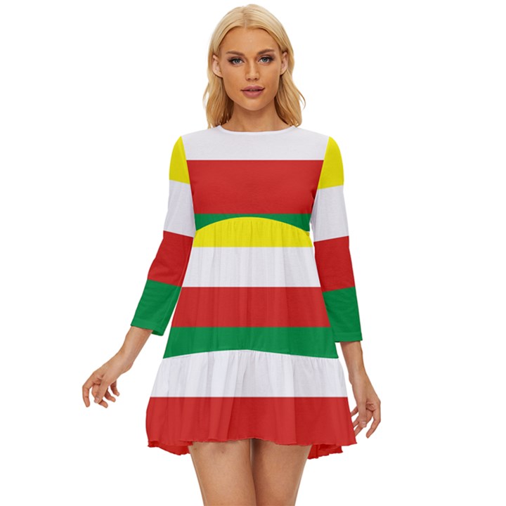 Lubuskie Flag Long Sleeve Babydoll Dress