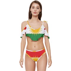 Kurdistan Flag Ruffle Edge Tie Up Bikini Set	