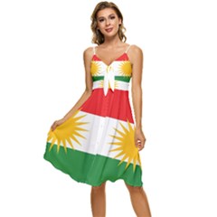 Kurdistan Flag Sleeveless Tie Front Chiffon Dress