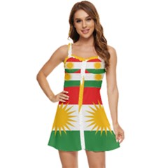 Kurdistan Flag Ruffle Edge Bra Cup Chiffon Mini Dress