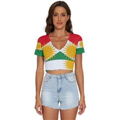 Kurdistan Flag V-neck Crop Top