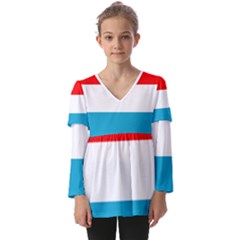 Luxembourg Kids  V Neck Casual Top