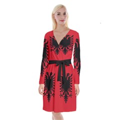 Albania Long Sleeve Velvet Front Wrap Dress by tony4urban