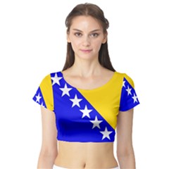 Bosnia And Herzegovina Short Sleeve Crop Top by tony4urban