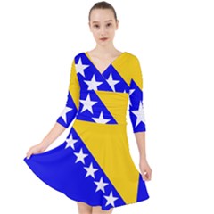 Bosnia And Herzegovina Quarter Sleeve Front Wrap Dress by tony4urban