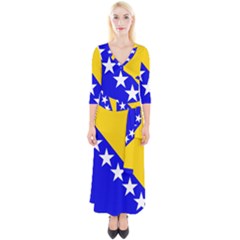 Bosnia And Herzegovina Quarter Sleeve Wrap Maxi Dress by tony4urban