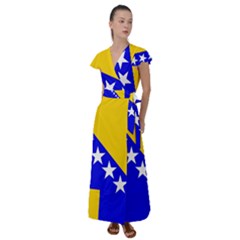 Bosnia And Herzegovina Flutter Sleeve Maxi Dress by tony4urban