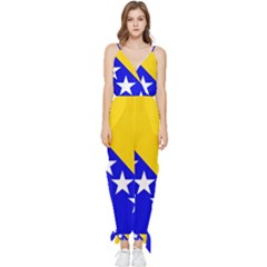 Bosnia And Herzegovina Sleeveless Tie Ankle Chiffon Jumpsuit by tony4urban