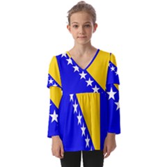 Bosnia And Herzegovina Kids  V Neck Casual Top