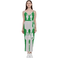 Hedmark Flag V-neck Spaghetti Strap Tie Front Jumpsuit by tony4urban