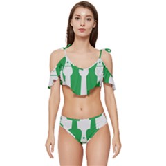 Hedmark Flag Ruffle Edge Tie Up Bikini Set	