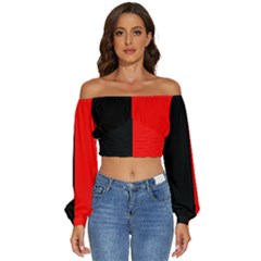 Namur Flag Long Sleeve Crinkled Weave Crop Top