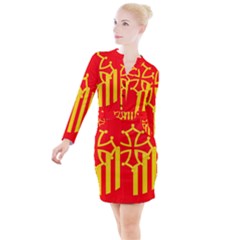 Languedoc Roussillon Flag Button Long Sleeve Dress by tony4urban