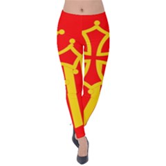 Languedoc Roussillon Flag Velvet Leggings by tony4urban