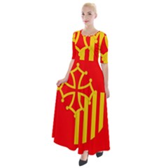 Languedoc Roussillon Flag Half Sleeves Maxi Dress by tony4urban