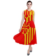 Languedoc Roussillon Flag Round Neck Boho Dress by tony4urban