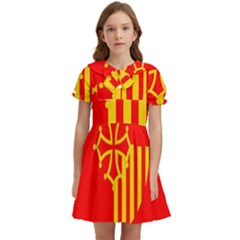 Languedoc Roussillon Flag Kids  Bow Tie Puff Sleeve Dress by tony4urban