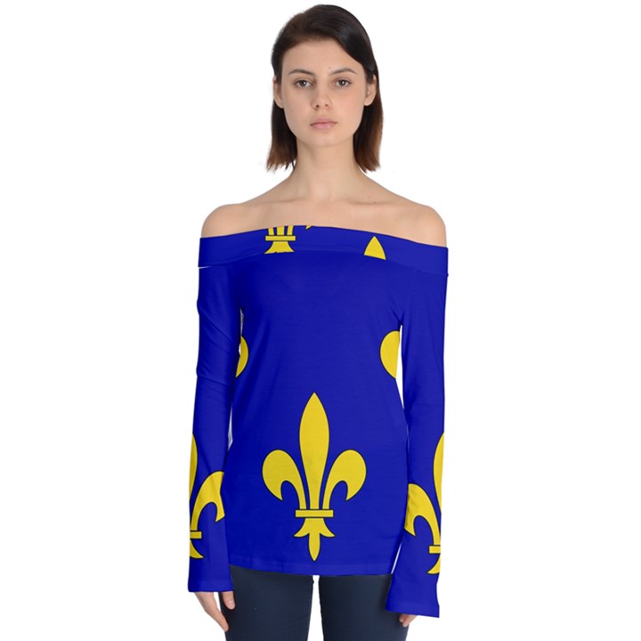 Ile De France Flag Off Shoulder Long Sleeve Top