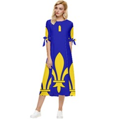 Ile De France Flag Bow Sleeve Chiffon Midi Dress by tony4urban