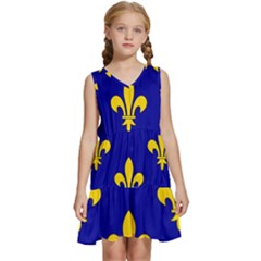 Ile De France Flag Kids  Sleeveless Tiered Mini Dress by tony4urban