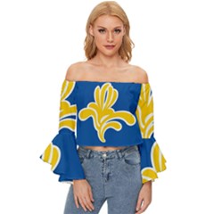 Brussels Off Shoulder Flutter Bell Sleeve Top