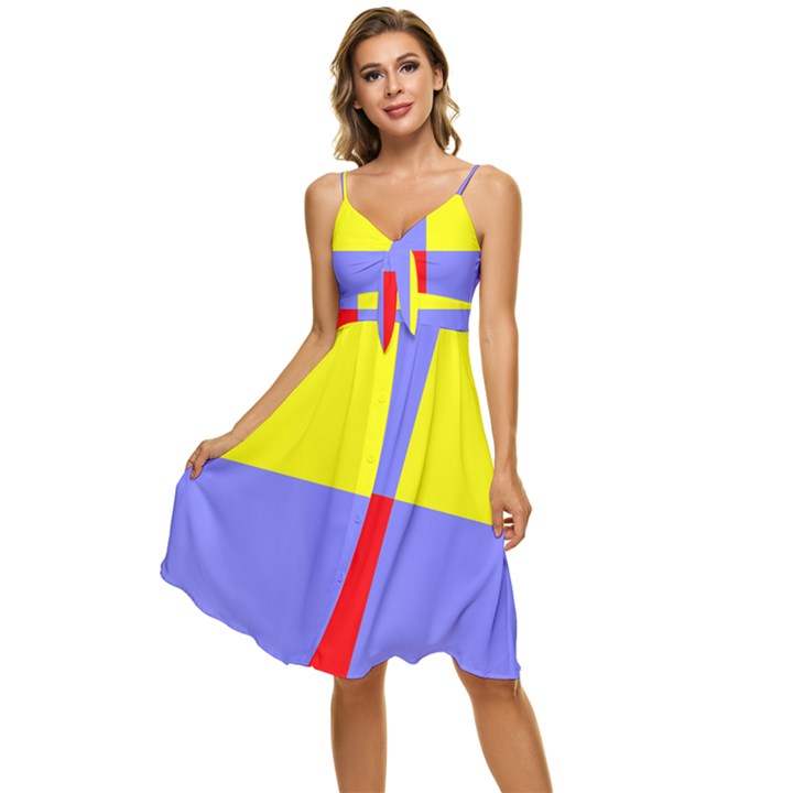 Nitriansky Flag Sleeveless Tie Front Chiffon Dress