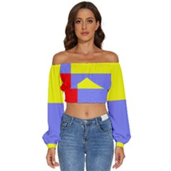 Nitriansky Flag Long Sleeve Crinkled Weave Crop Top