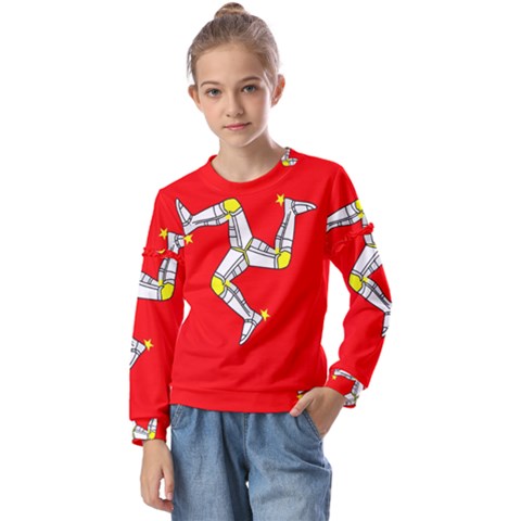 Isle Of Man Kids  Long Sleeve Tee With Frill  by tony4urban