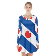 Frisian Flag Long Sleeve Velvet V-neck Dress