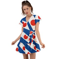 Frisian Flag Flutter Sleeve Wrap Dress by tony4urban