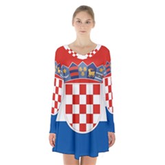 Croatia Long Sleeve Velvet V-neck Dress