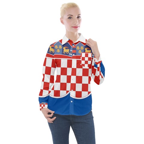 Croatia Women s Long Sleeve Pocket Shirt by tony4urban