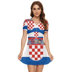 Croatia V-neck High Waist Chiffon Mini Dress