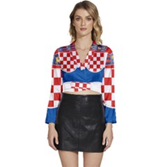 Croatia Long Sleeve Tie Back Satin Wrap Top