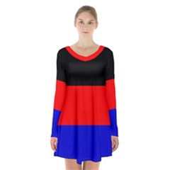 East Frisia Flag Long Sleeve Velvet V-neck Dress