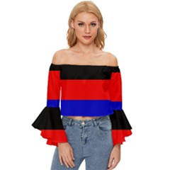 East Frisia Flag Off Shoulder Flutter Bell Sleeve Top