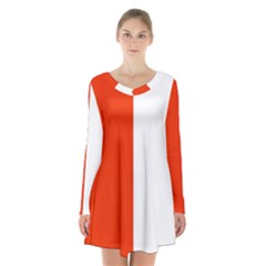 Derry Flag Long Sleeve Velvet V-neck Dress