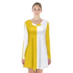 Antrim Flag Long Sleeve Velvet V-neck Dress