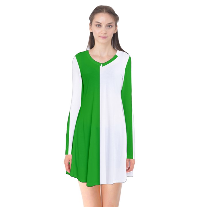 Fermanagh Flag Long Sleeve V-neck Flare Dress