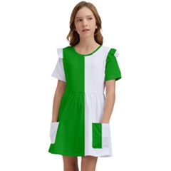 Fermanagh Flag Kids  Frilly Sleeves Pocket Dress by tony4urban