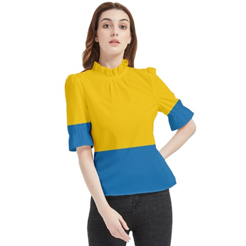 Opolskie Flag Frill Neck Blouse by tony4urban